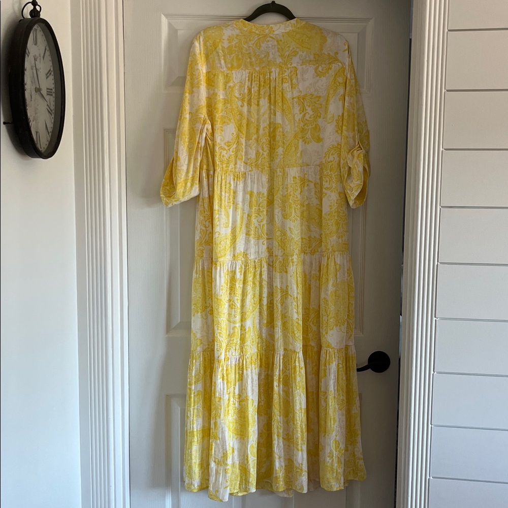 Chico's Yellow and White Long Sleeve Maxi Dress - Picture 6 of 7